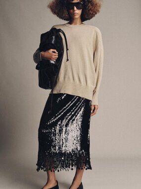 NWT -Gorgeous Zara ZW Collection Limited Edition Black sequin midi skirt - XL